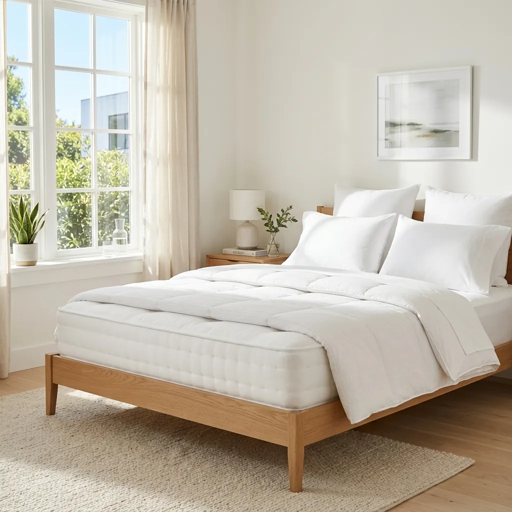 Freshly made mattress in a bright Singapore HDB bedroom with grilles